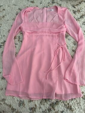 Beginning Boutique Soft Pink Long-Sleeve Wrap Mini Dress